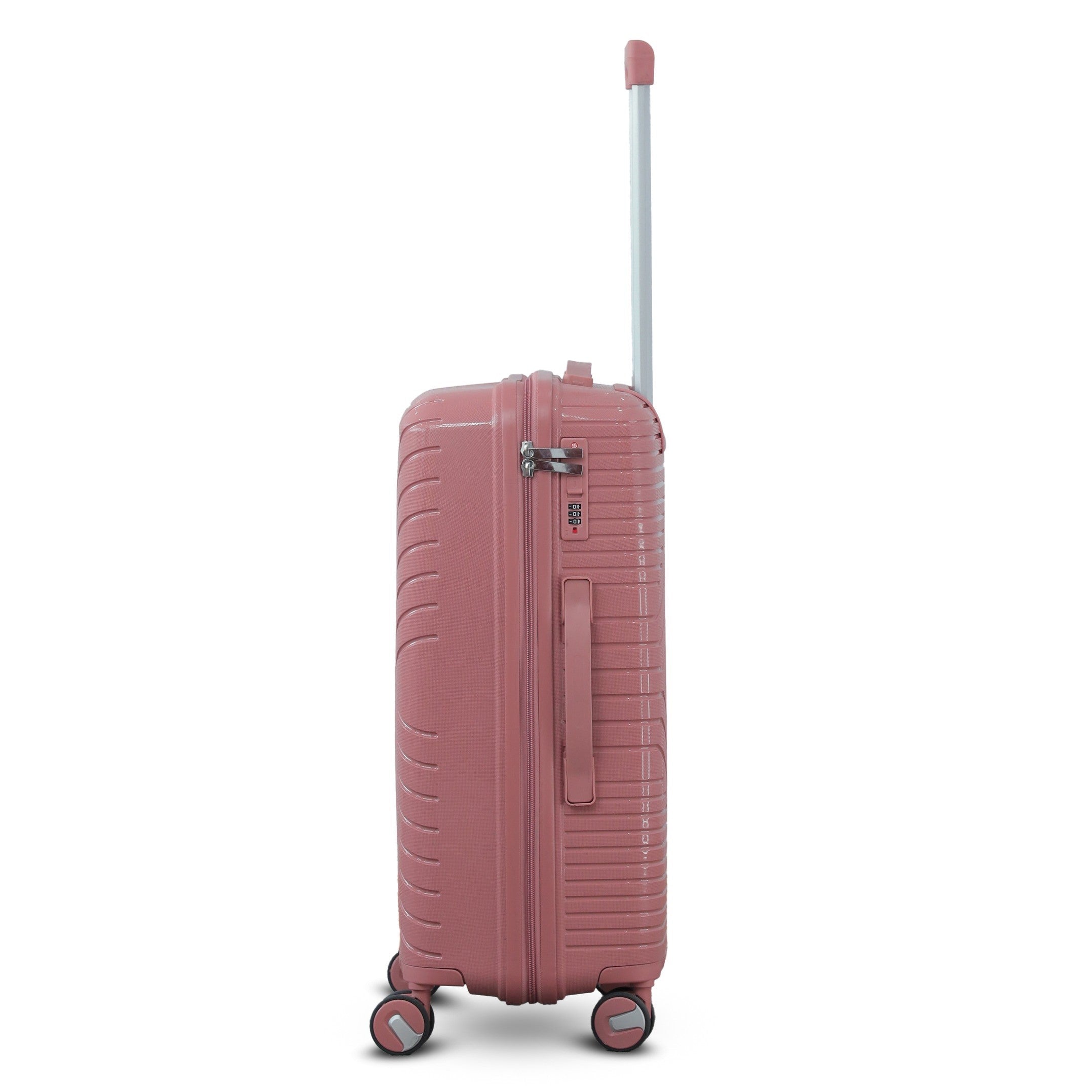 3 Piece Full Set 20" 24" 28 Inches Pink Colour Crossline PP Unbreakable Luggage Bag With Double Spinner Wheel