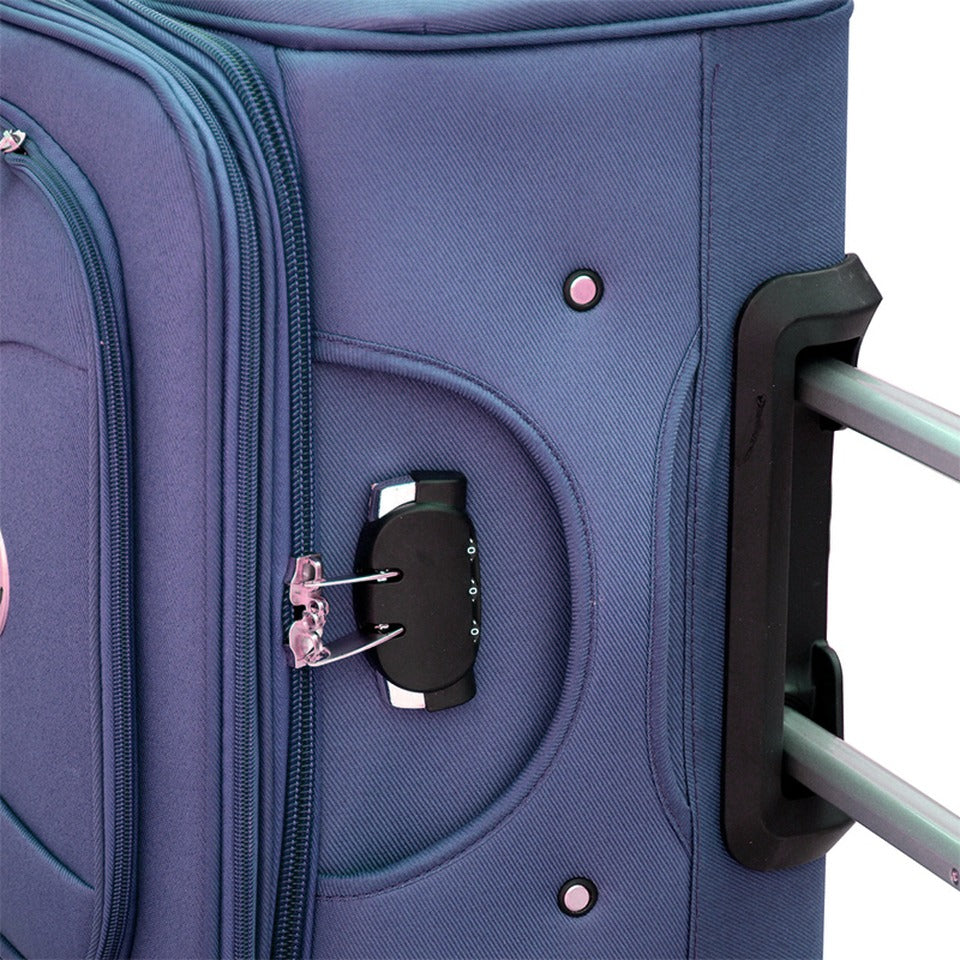 4 Piece Full Set 20" 24" 28" 32 Inches Blue Colour SJ JIAN 2 Wheel Lightweight Soft Material Luggage Bag