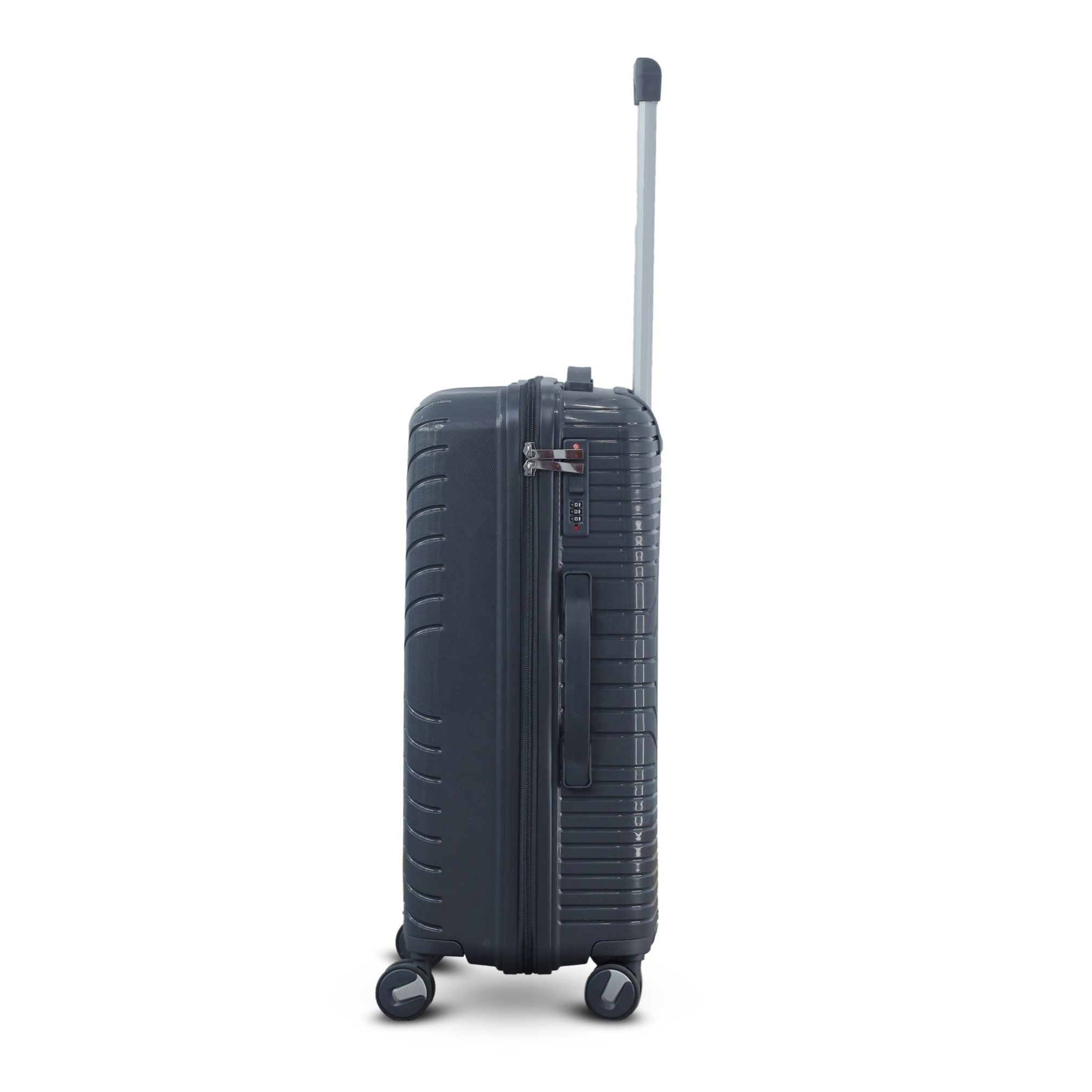 3 Piece Set 20" 24" 28 Inches Dark Grey Crossline PP Unbreakable Luggage Bag With Double Spinner Wheel