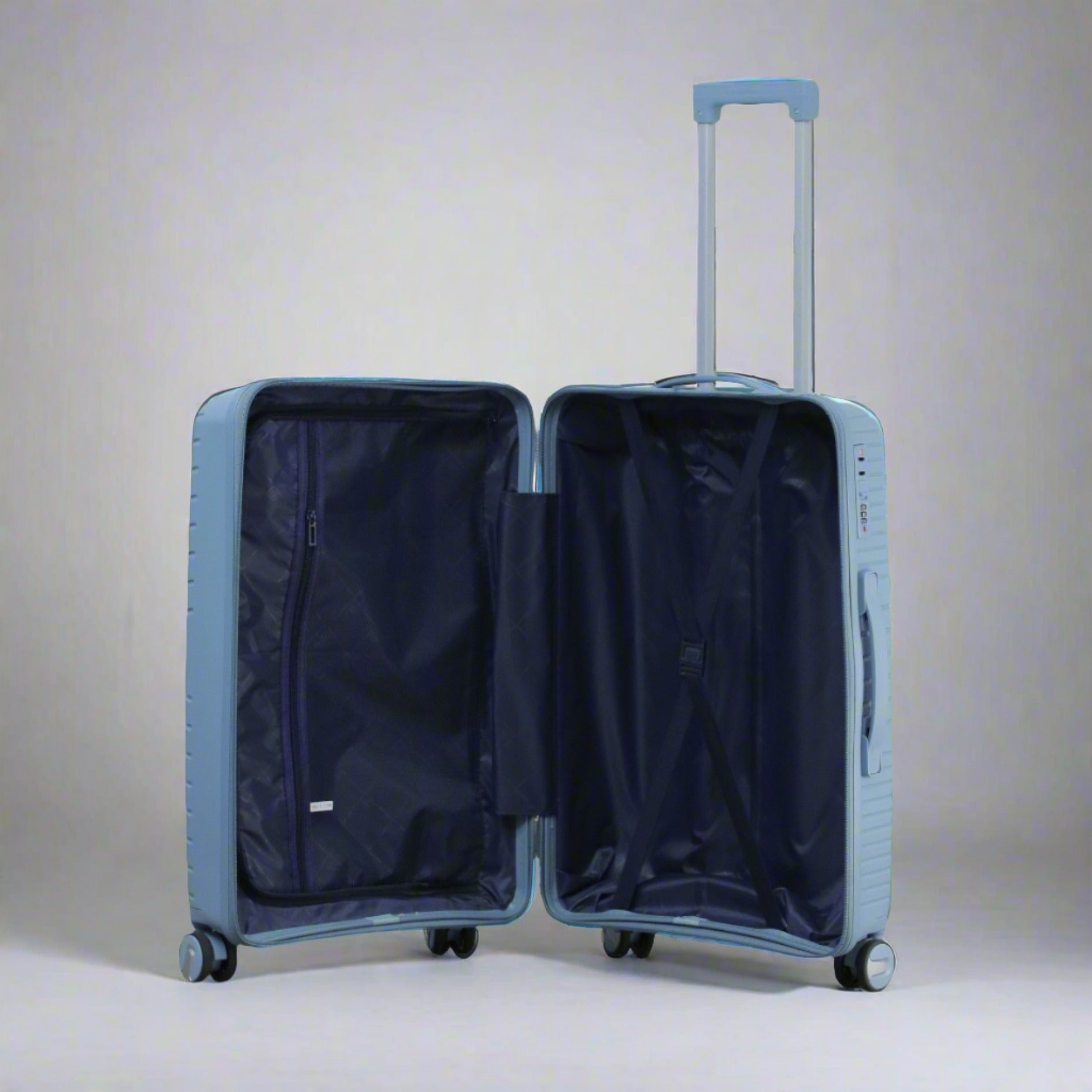 3 Piece Set 20" 24" 28 Inches Crossline PP Unbreakable Luggage Bag With Double Spinner Wheel