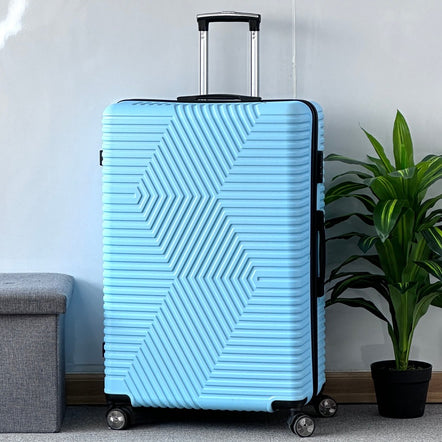 32 Inch Extra Large Luggage Zig Zag ABS Lightweight Suitcase Bag with Double Spinner Wheels
