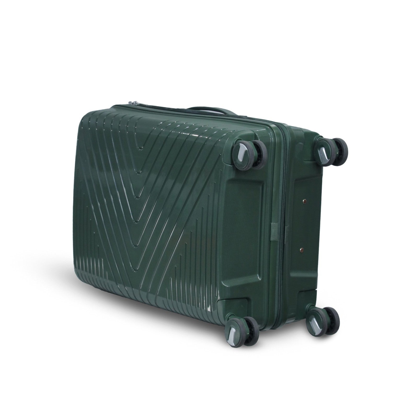 3 Piece Set 20" 24" 28 Inches Dark Green Crossline PP Unbreakable Luggage Bag With Double Spinner Wheel