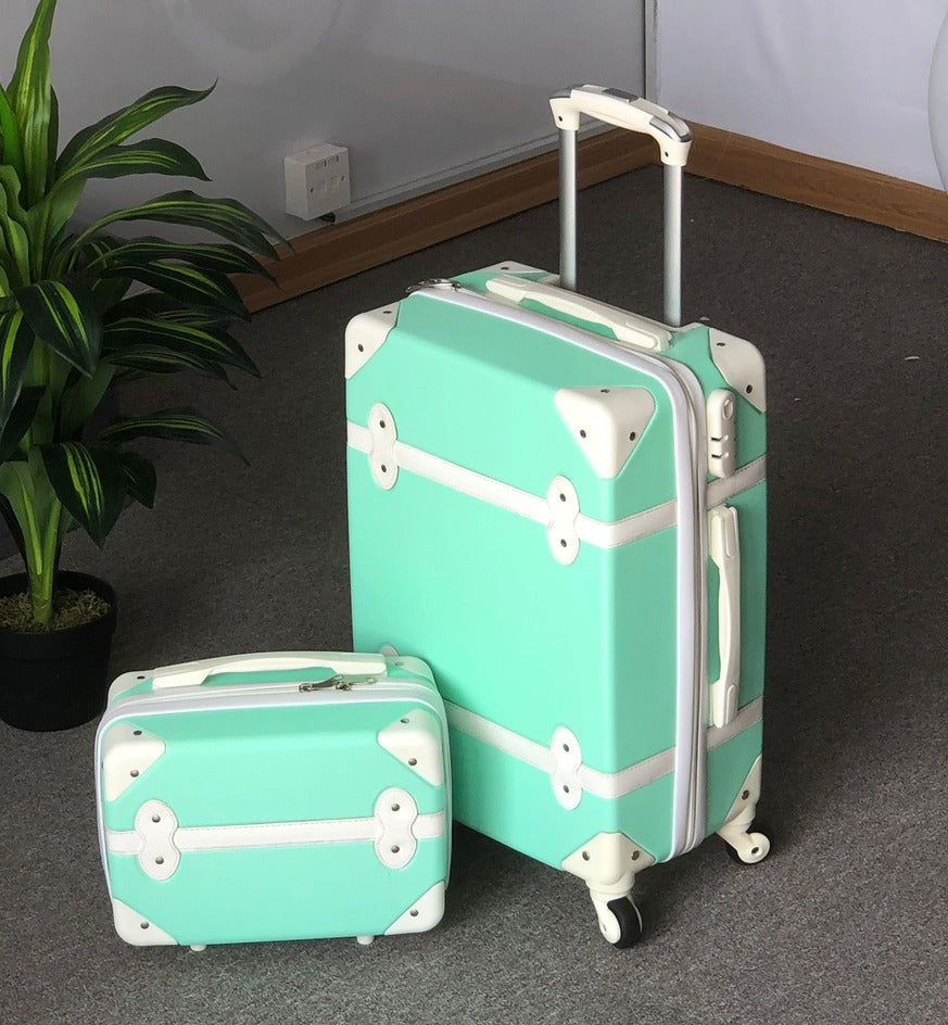 Corner Guard Light Green Lightweight ABS Luggage Bag 10 Kg and Beauty Case | Get a Smartwatch Free