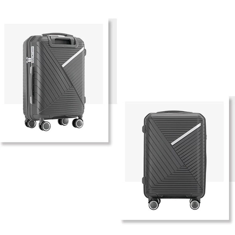 3 Piece Set 20" 24" 28 Inches Black Advanced PP Lightweight Luggage Bag With Double Spinner Wheel