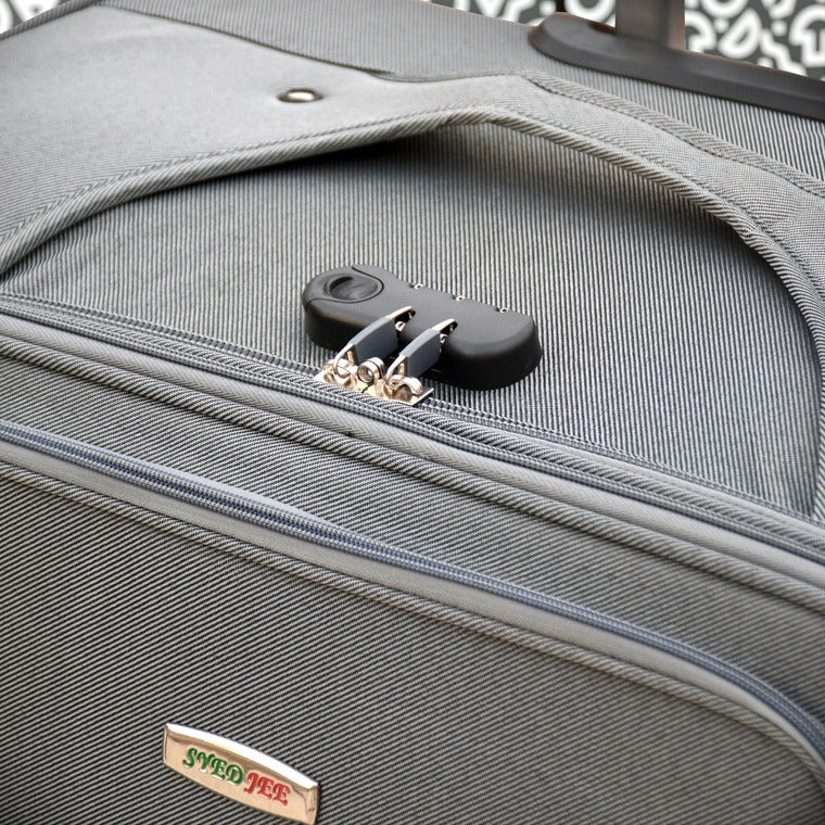24" Grey Colour SJ JIAN 2 Wheel Luggage Lightweight Soft Material Trolley Bag