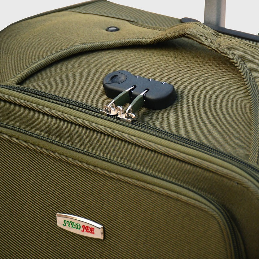 4 Piece Full Set 20" 24" 28" 32 Inches Light Green Colour SJ JIAN 2 Wheel Luggage Lightweight Soft Material Trolley Bag