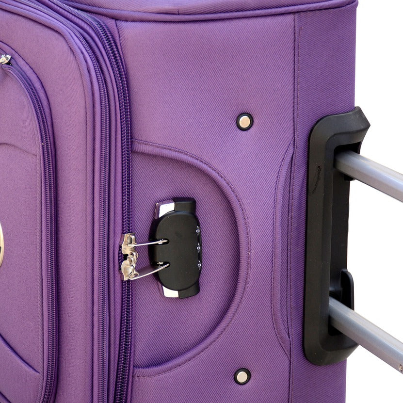 24" Purple Colour SJ JIAN 2 Wheel Luggage Lightweight Soft Material Trolley Bag Zaappy.com