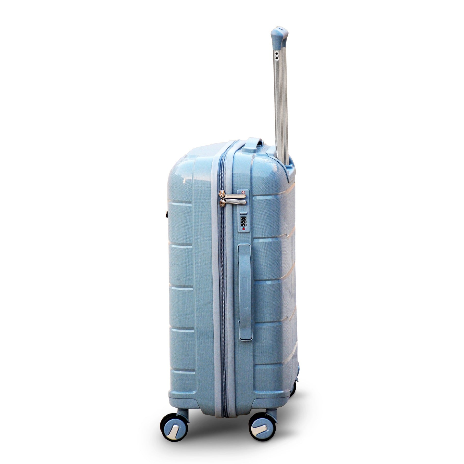 24" Grey Colour Non Expandable Ceramic PP Luggage Lightweight Hard Case Trolley Bag with Double Spinner Wheel