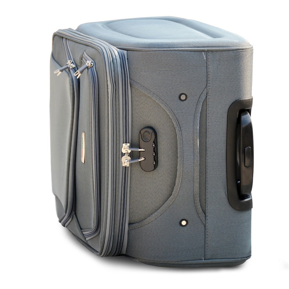 Grey Colour SJ JIAN 4 Wheel Lightweight Soft Material Luggage Bag Zaappy