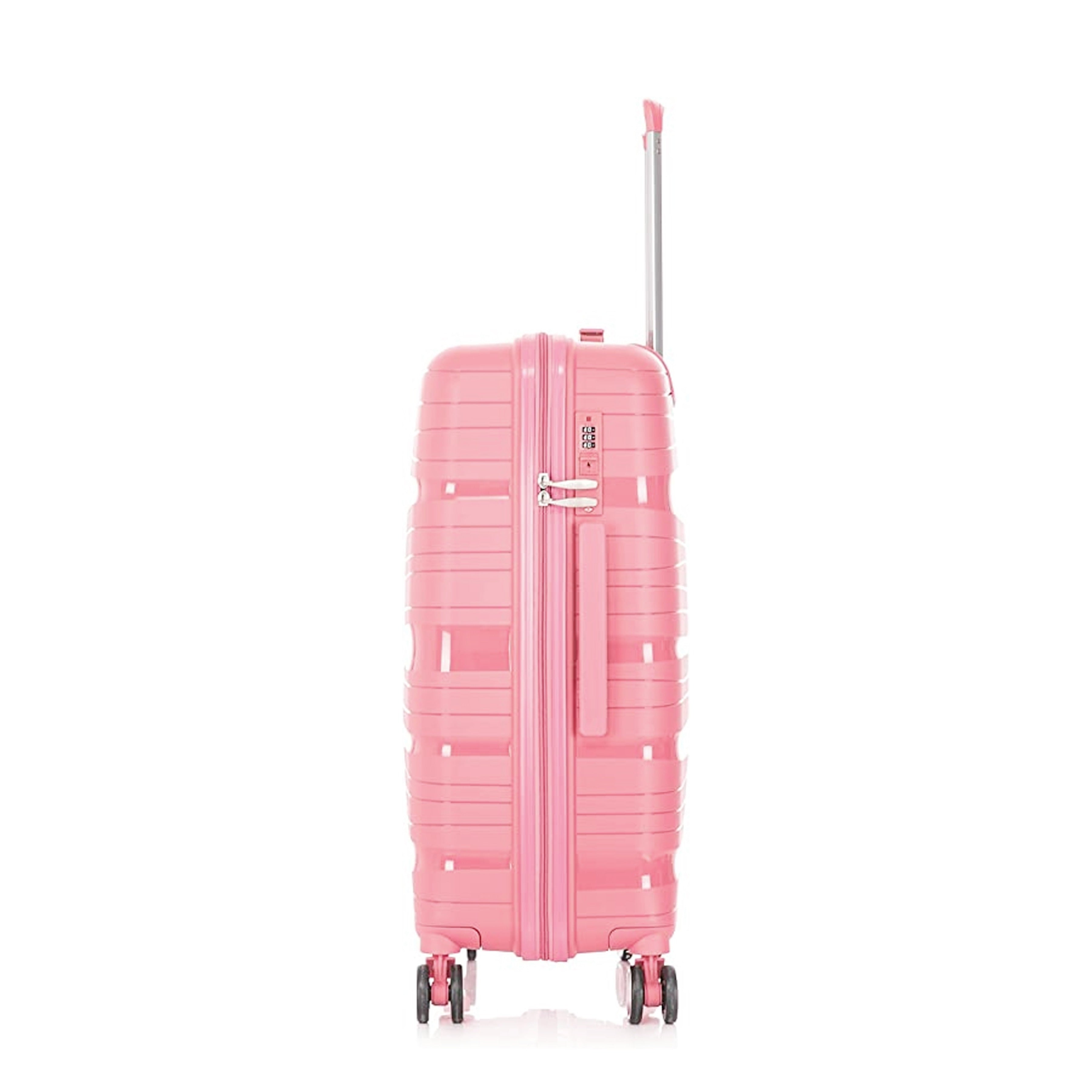 3 Piece Full Set 20" 24" 28 Inches Light Pink Colour Royal PP Luggage lightweight Hard Case Trolley Bag with Double Spinner Wheel
