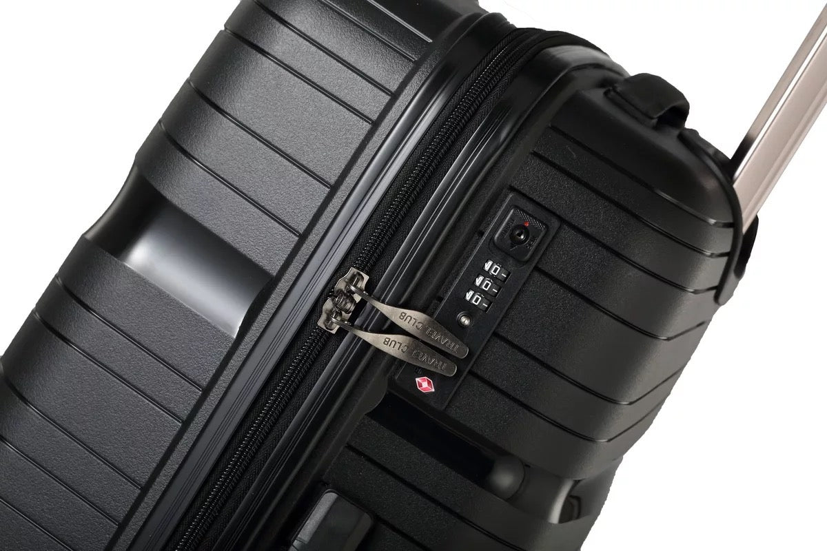 28" Black Colour Royal PP Luggage Lightweight Hard Case Trolley Bag With Double Spinner Wheel Zaappy.com