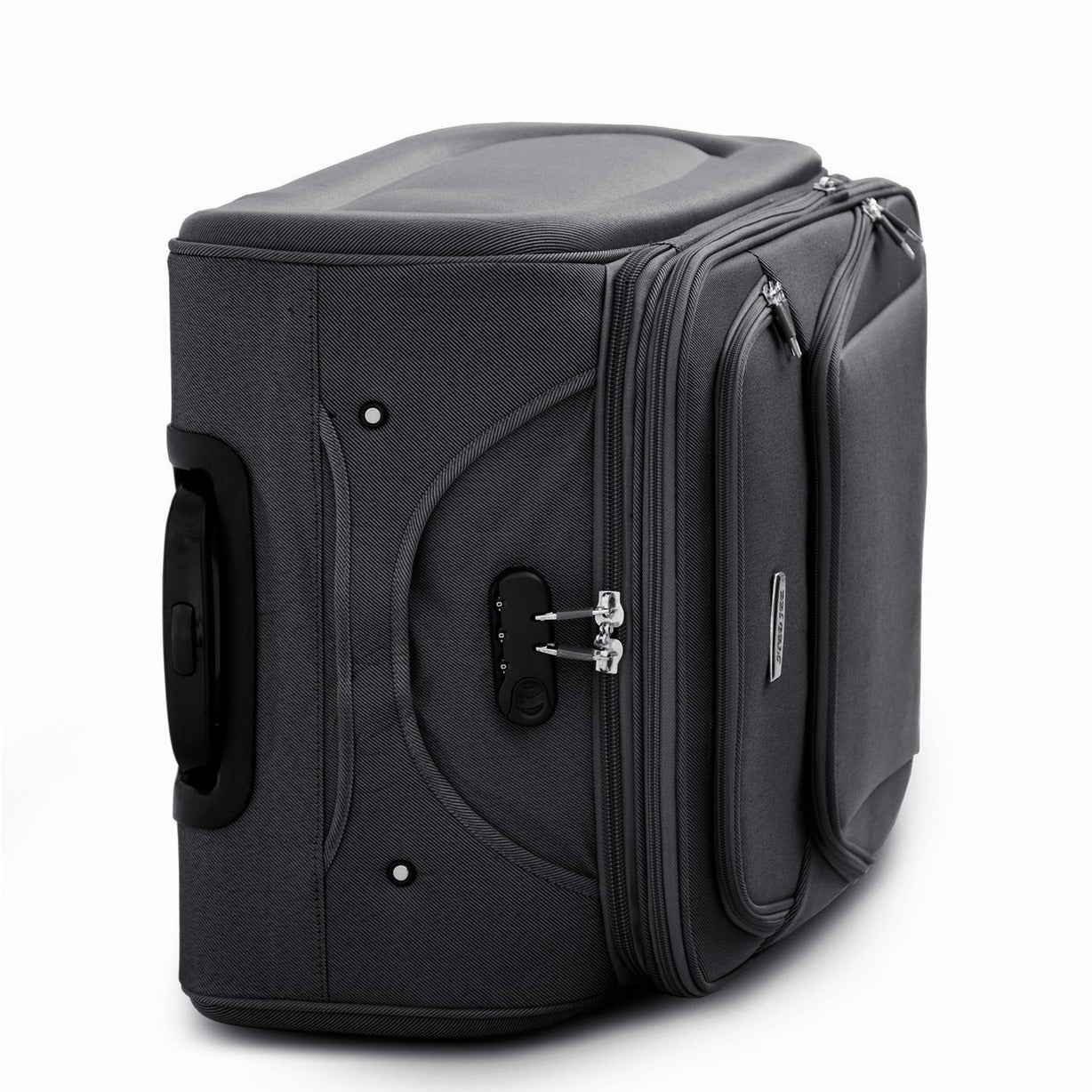 20" Black Colour SJ JIAN 4 Wheel Luggage Lightweight Soft Material Carry On Trolley Bag