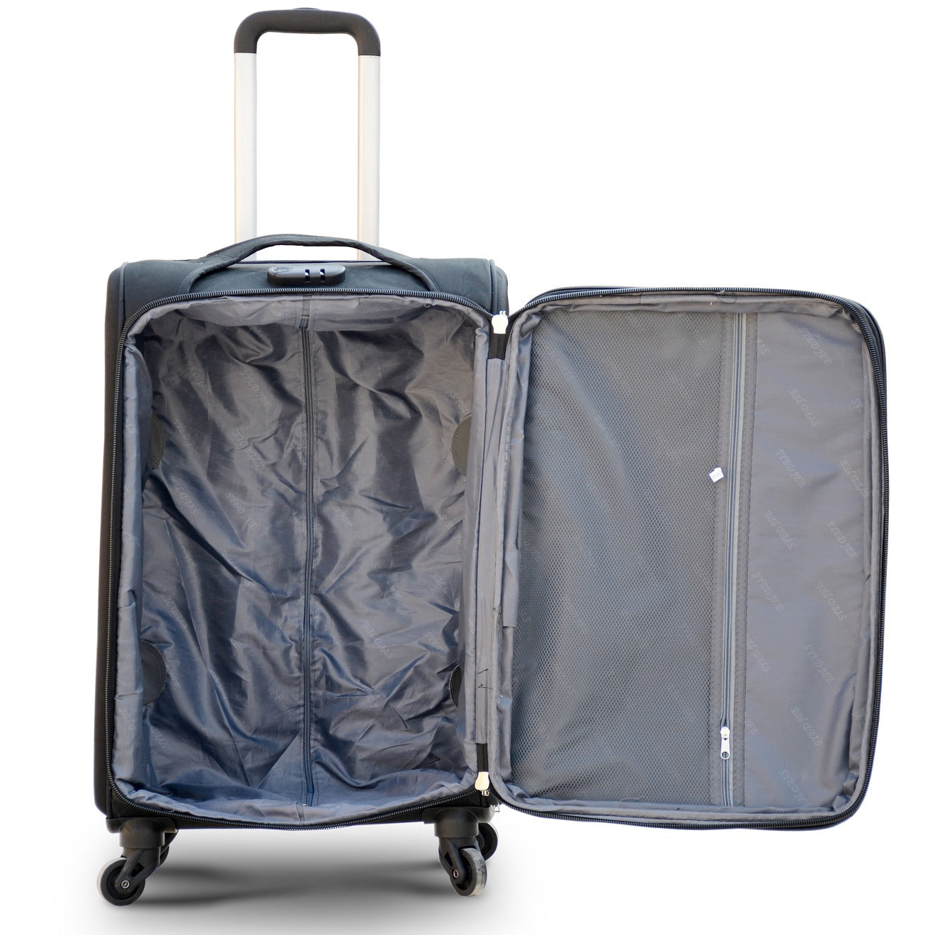 4 Piece Full Set 20" 24" 28" 32 Inches Black Colour SJ JIAN 4 Wheel Lightweight Soft Material Luggage Bag