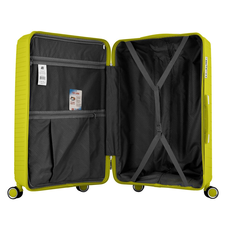 20" Green Colour Advanced PP Lightweight Hard Case Carry On Trolley Bag With Double Spinner Wheel