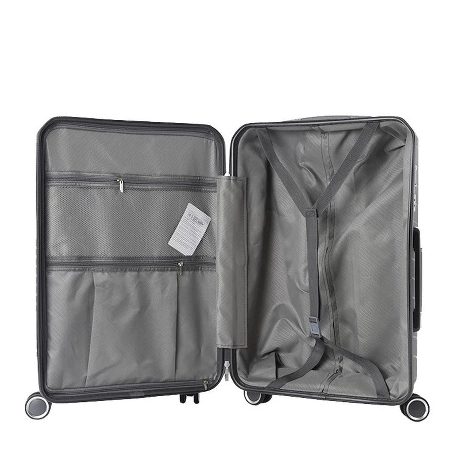 20" Black Colour Advanced PP Lightweight Hard Case Carry On Trolley Bag With Double Spinner Wheel