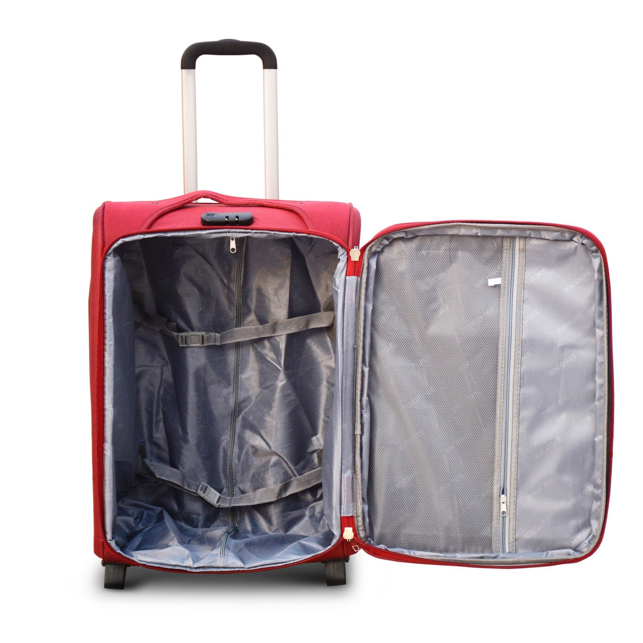 20" Red Colour SJ JIAN 2 Wheel Luggage Lightweight Soft Material Carry On Trolley Bag