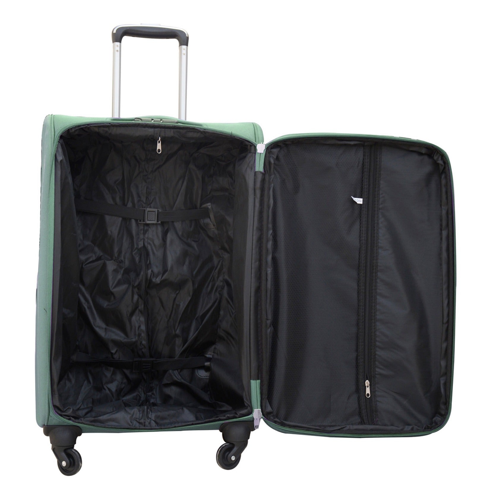 20" Green Colour SJ JIAN 4 Wheel Luggage Lightweight Soft Material Carry On Trolley Bag