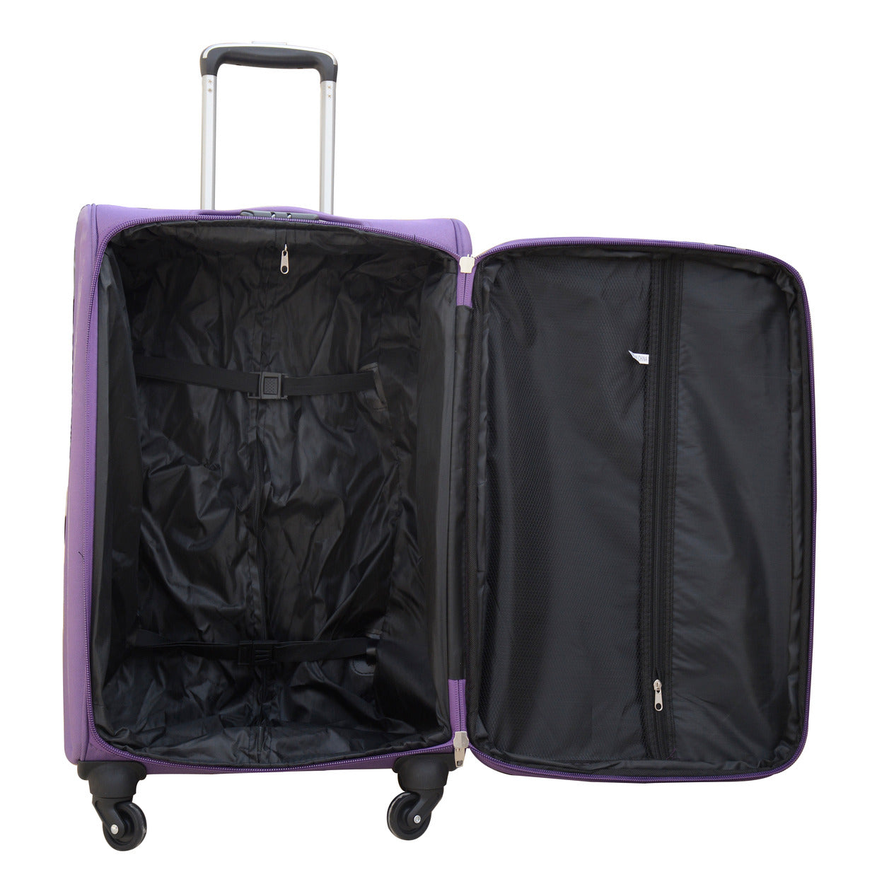 3 Piece Full Set 20" 24" 28 Inches Purple Colour SJ JIAN 4 Wheel Luggage Lightweight Soft Material Trolley Bag Zaappy.com