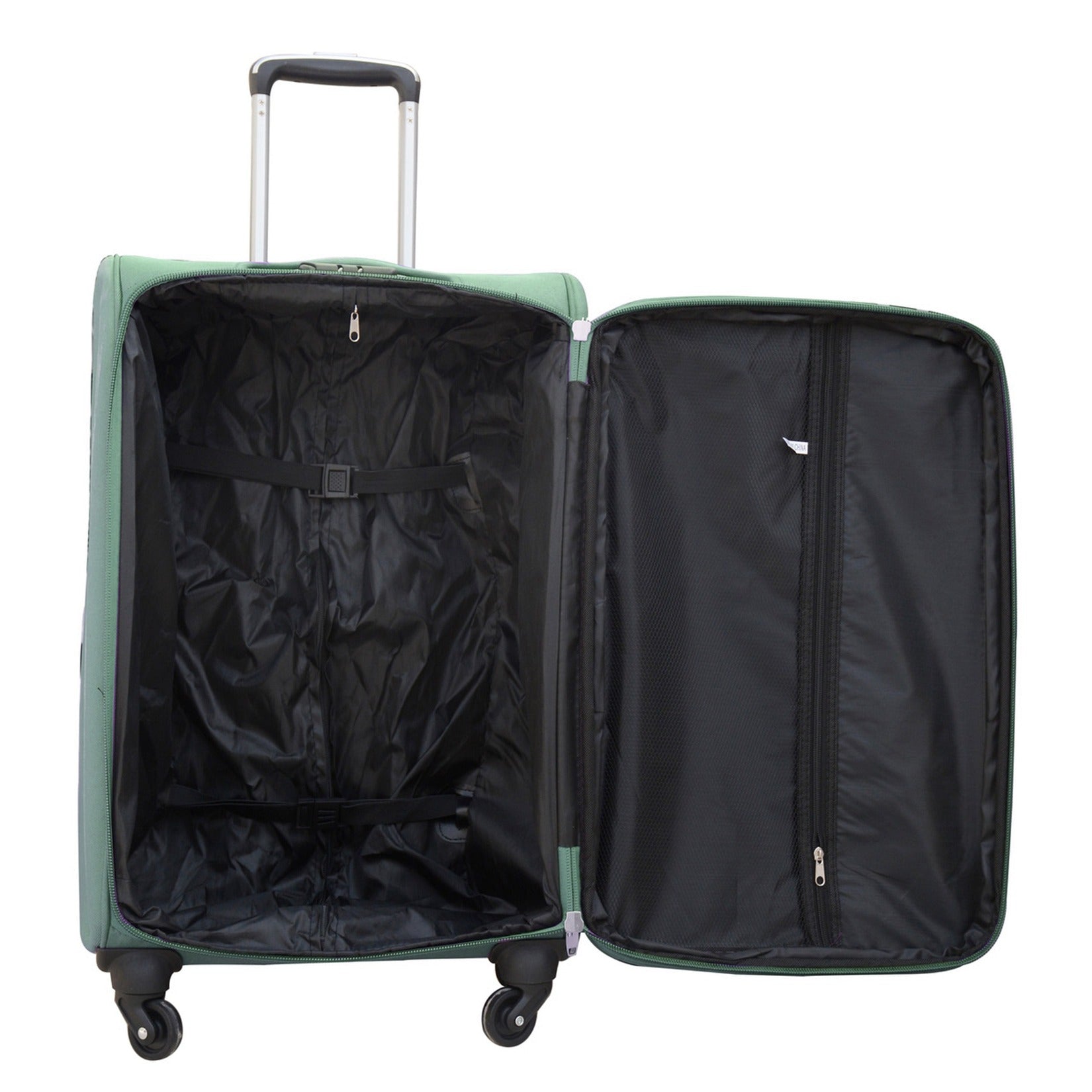 4 Piece Full Set 20" 24" 28" 32 Inches Green Colour SJ JIAN 4 Wheel Luggage Lightweight Soft Material Trolley Bag