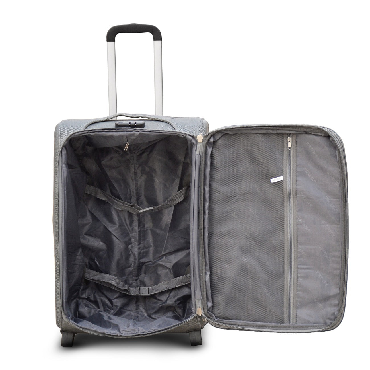 20" Grey Colour SJ JIAN 2 Wheel Luggage Lightweight Soft Material Carry On Trolley Bag