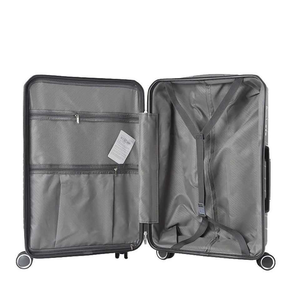 3 Piece Full Set 20" 24" 28 Inches Black Colour Advanced PP Luggage lightweight Hard Case Trolley Bag With Double Spinner Wheel Zaappy.com