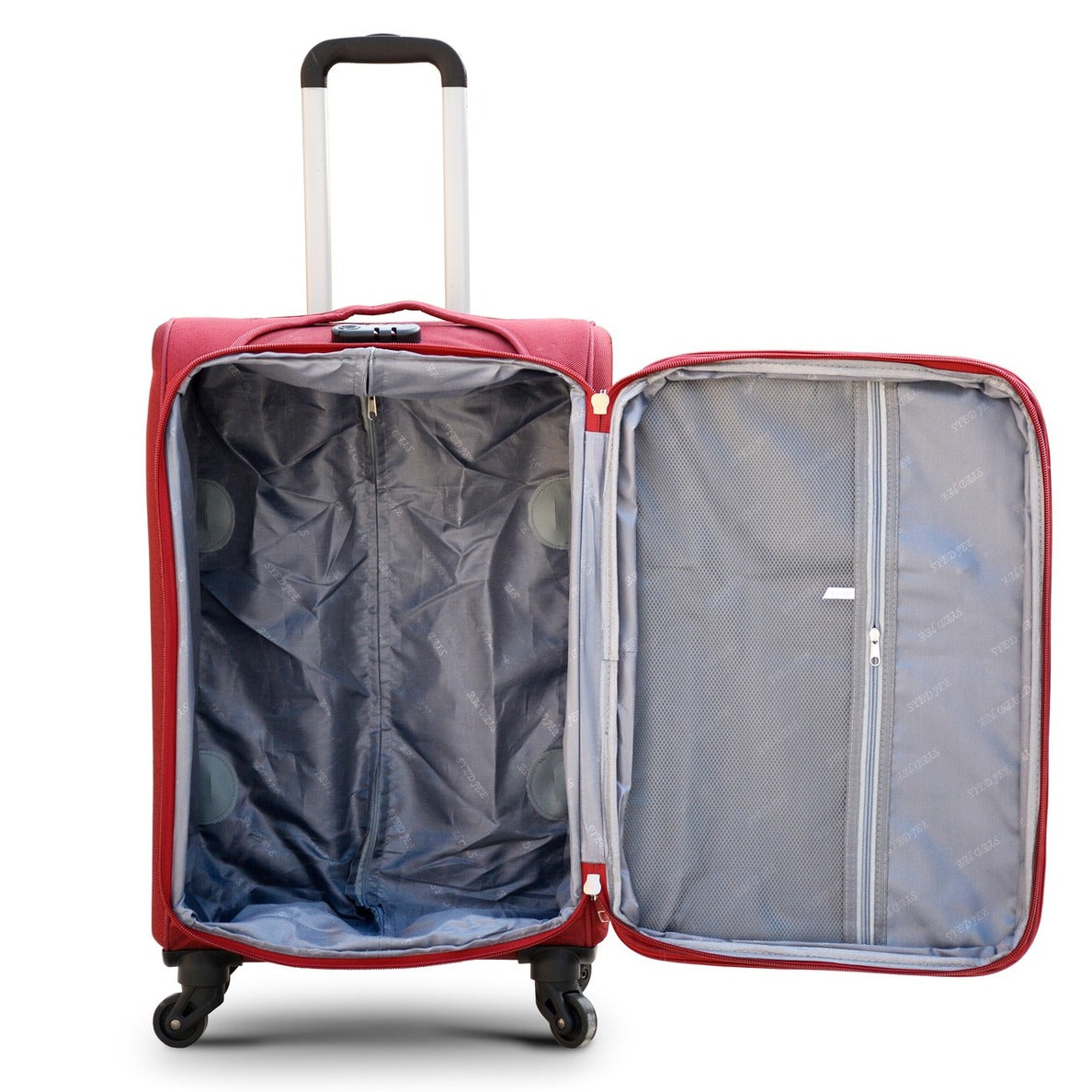 20" Red Colour SJ JIAN 4 Wheel Luggage Lightweight Soft Material Carry On Trolley Bag
