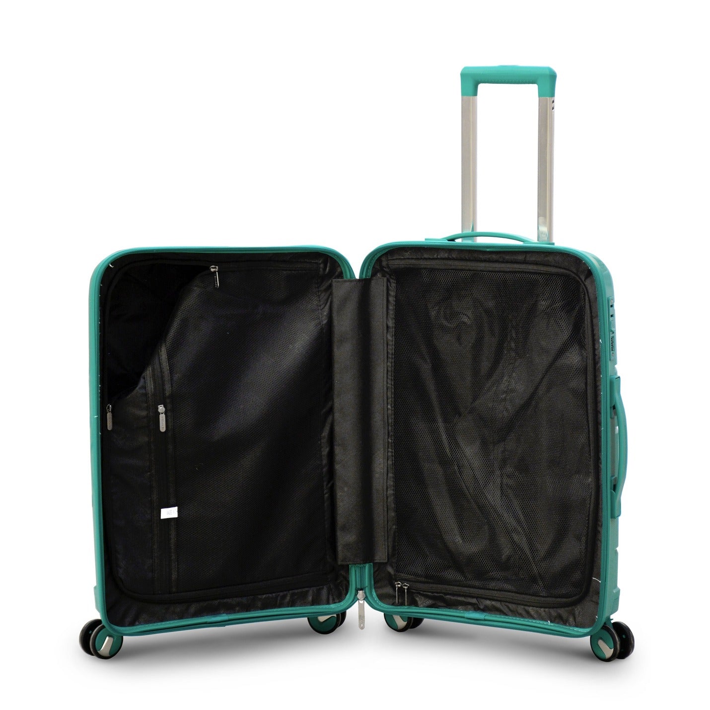 24" Dark Green Colour Ceramic Smooth PP Lightweight Luggage Bag with Double Spinner Wheel