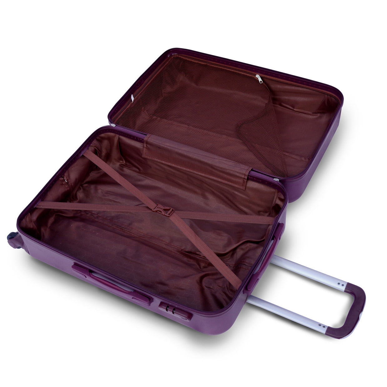 24" Maroon Colour Diamond Cut ABS Lightweight Luggage Bag With Spinner Wheel Zaappy.com