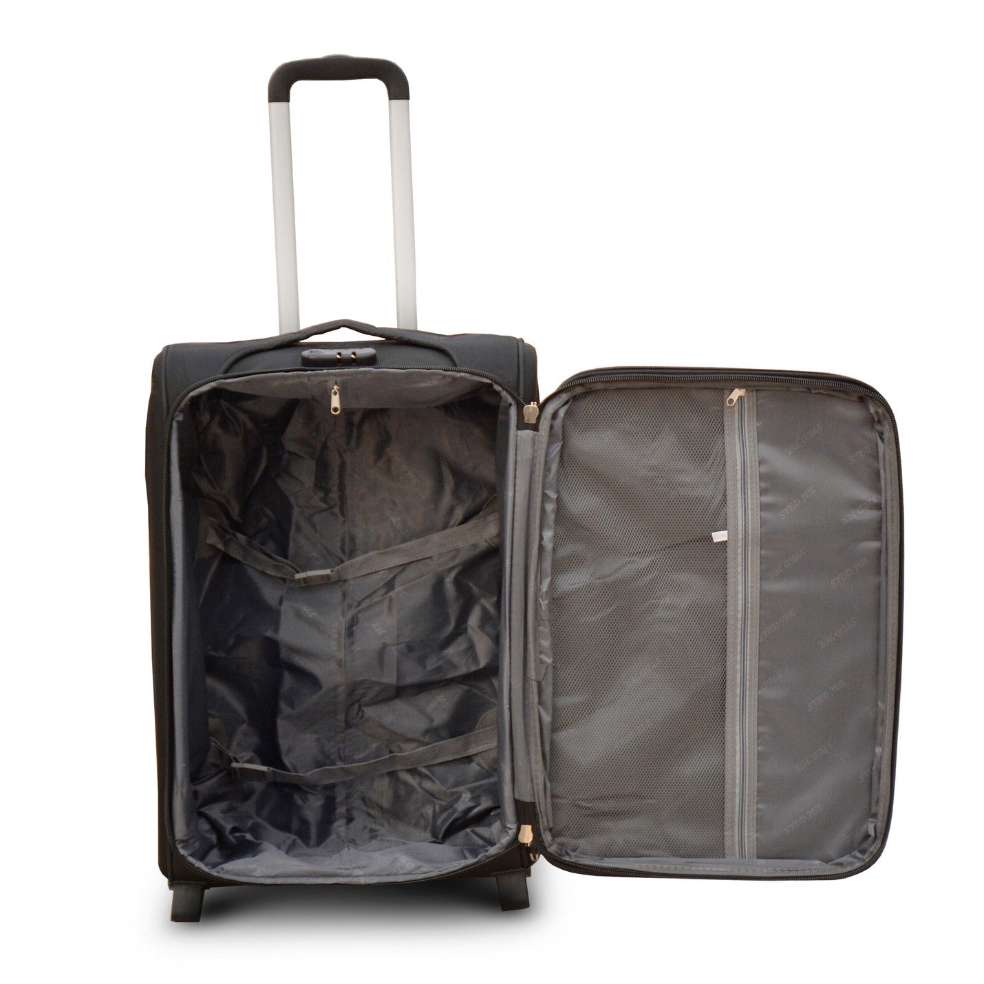 20" Black Colour SJ JIAN 2 Wheel Luggage Lightweight Soft Material Carry On Trolley Bag