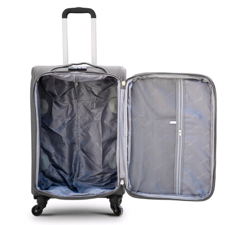 3 Piece Full Set 20" 24" 28 Inches Grey Colour SJ JIAN 4 Wheel Luggage Lightweight Soft Material Trolley Bag