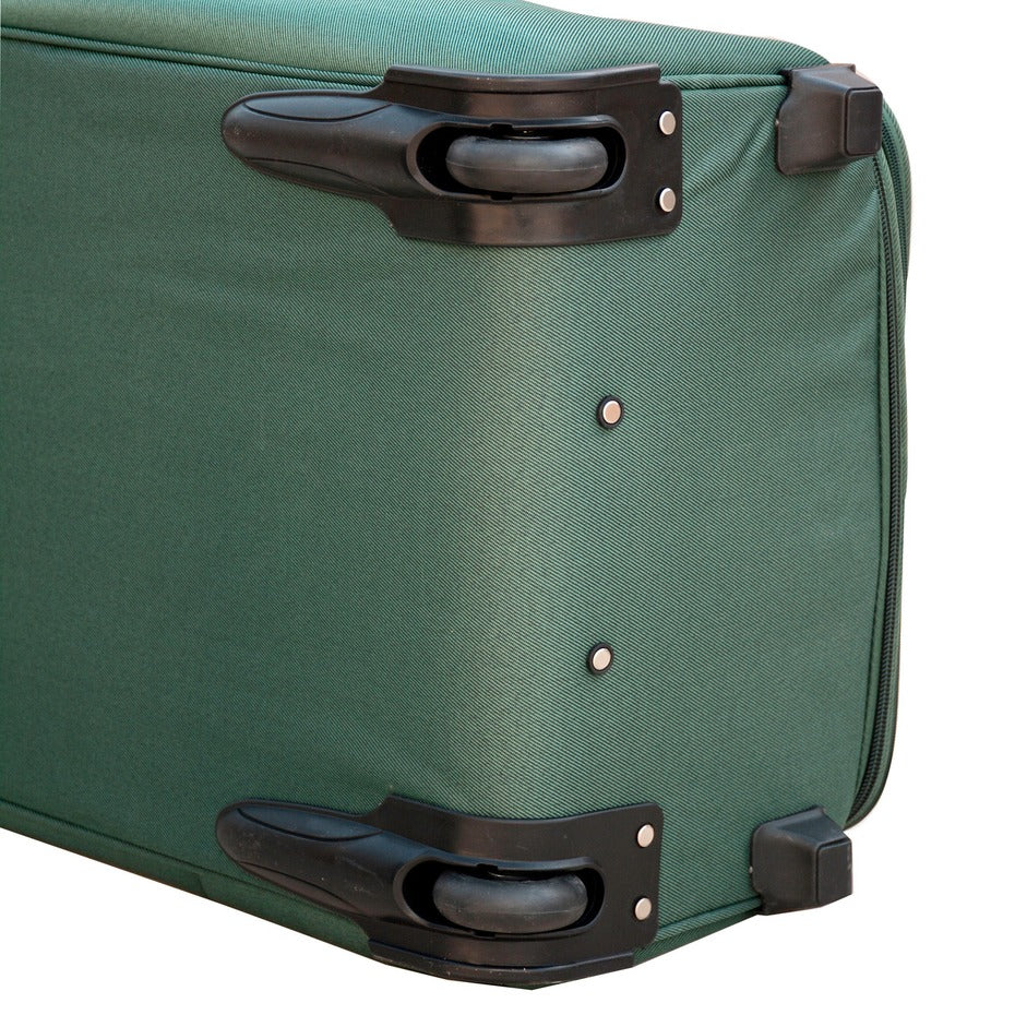 3 Piece Full Set 20" 24" 28 Inches Green Colour SJ JIAN 2 Wheel Luggage Lightweight Soft Material Trolley Bag Zaappy.com