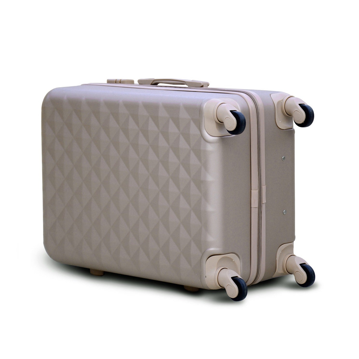 24" Gold Colour Diamond Cut ABS Lightweight Luggage Bag With Spinner Wheel Zaappy.com