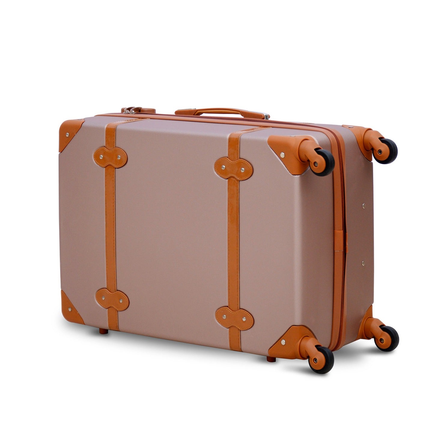 4 Piece Set 7” 20” 24” 28 inches Rose Gold Corner Guard ABS  Spinner Wheel Luggage Bag