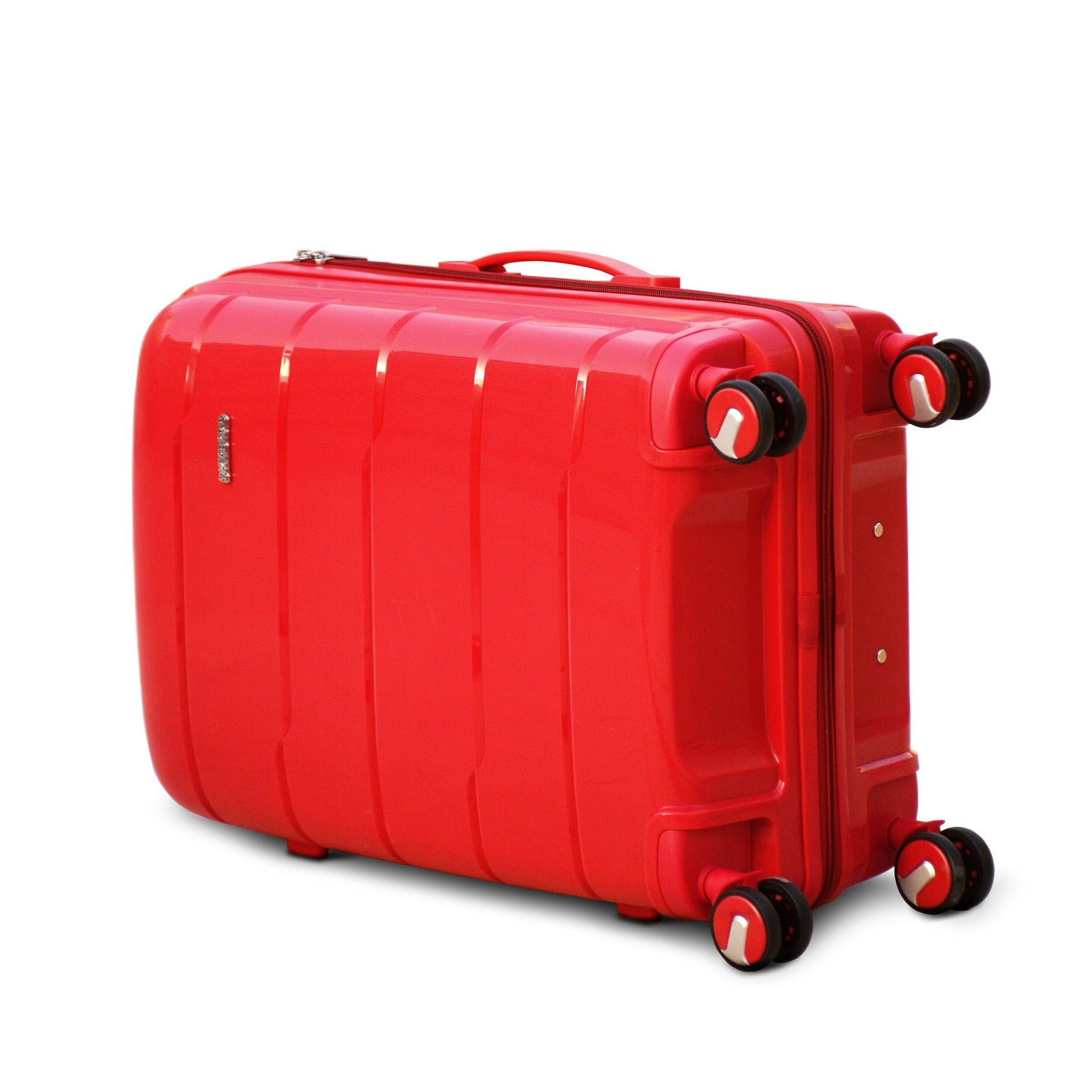 24" Red Colour Ceramic Smooth PP Luggage Lightweight Hard Case Trolley Bag With Double Spinner Wheel