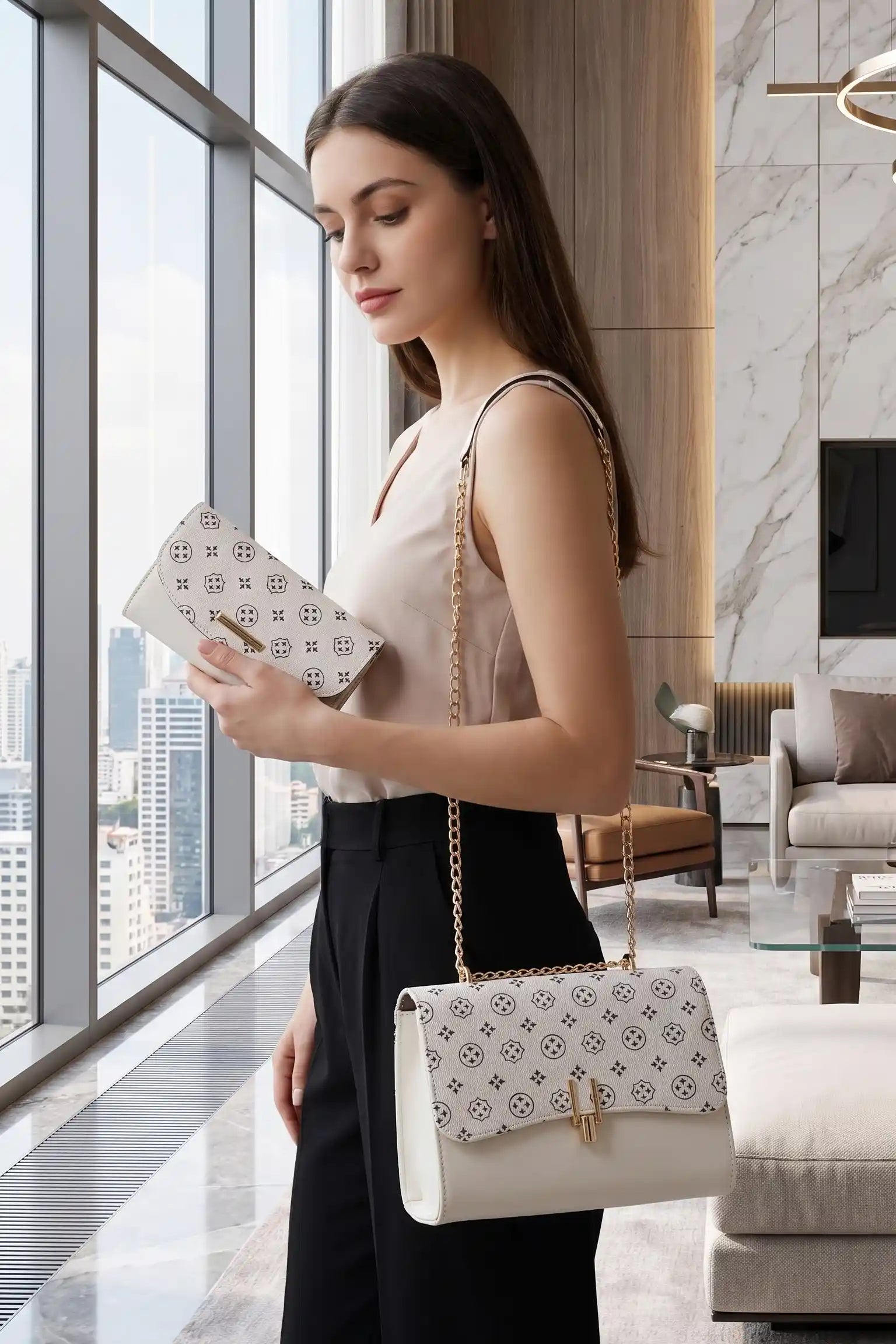 Luxury Crossbody Shoulder Bags for Women | Elegant Emblems Crossbody with Mini Wallet