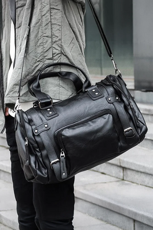 Luxury Men Durable Zipper Luggage Bag | LL PU Travel Duffle Leather Bag