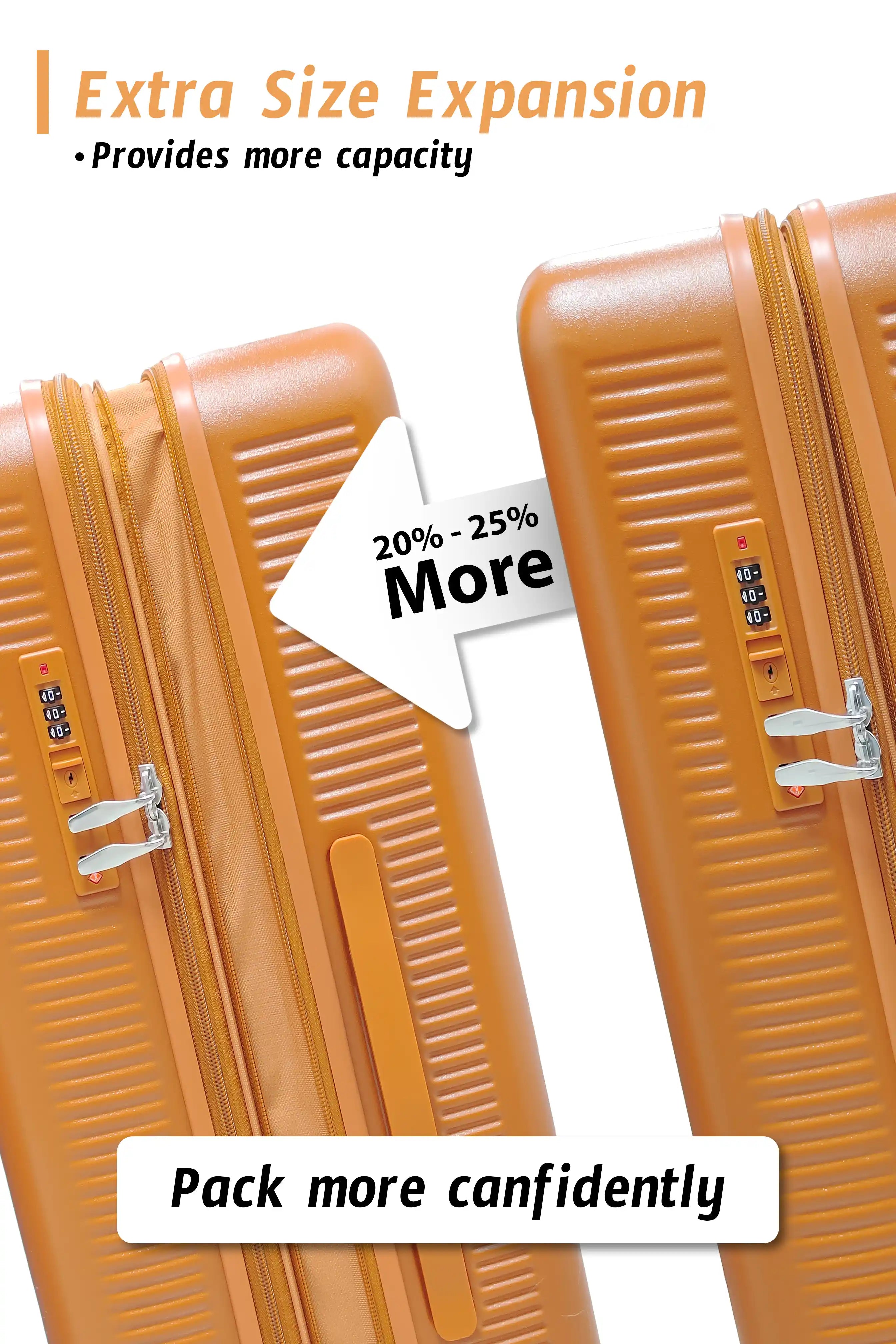 Monarch Expandable Lightweight PC 3 Pcs Set (20/24/28 Inch) Luggage Bags with Smooth Spinner Wheels