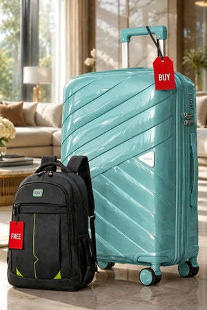 Medium Size 24 Inch Luggage Bag Unbreakable AquaLite Glossy PP | Backpack Combo