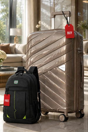 Medium Size 24 Inch Luggage Bag Unbreakable AquaLite Glossy PP | Backpack Combo