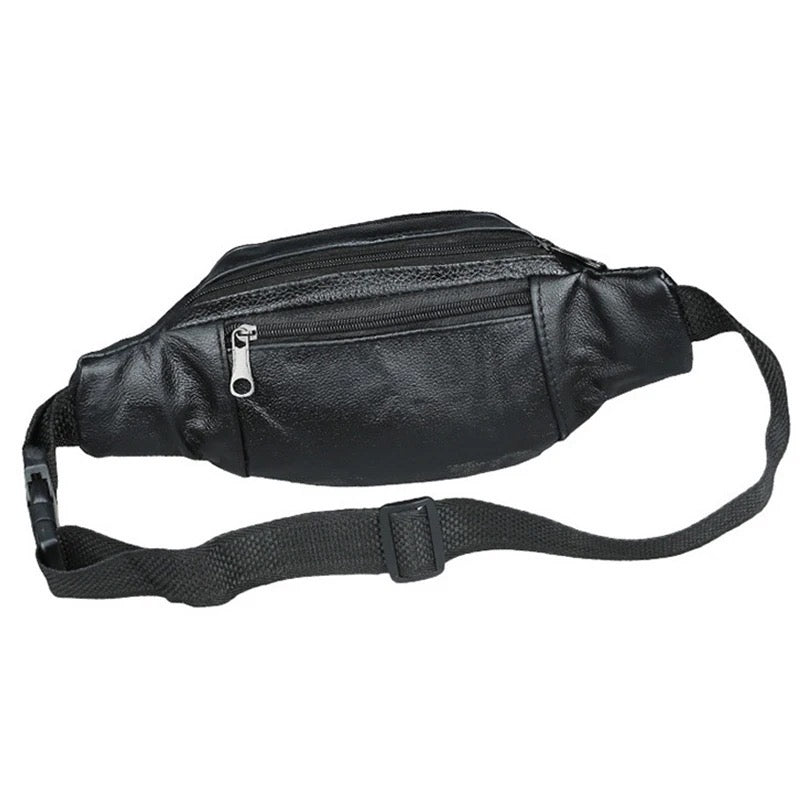 Men's Black Leather Waist Bag | Utility Bag For Travel Purpose Zaappy.com