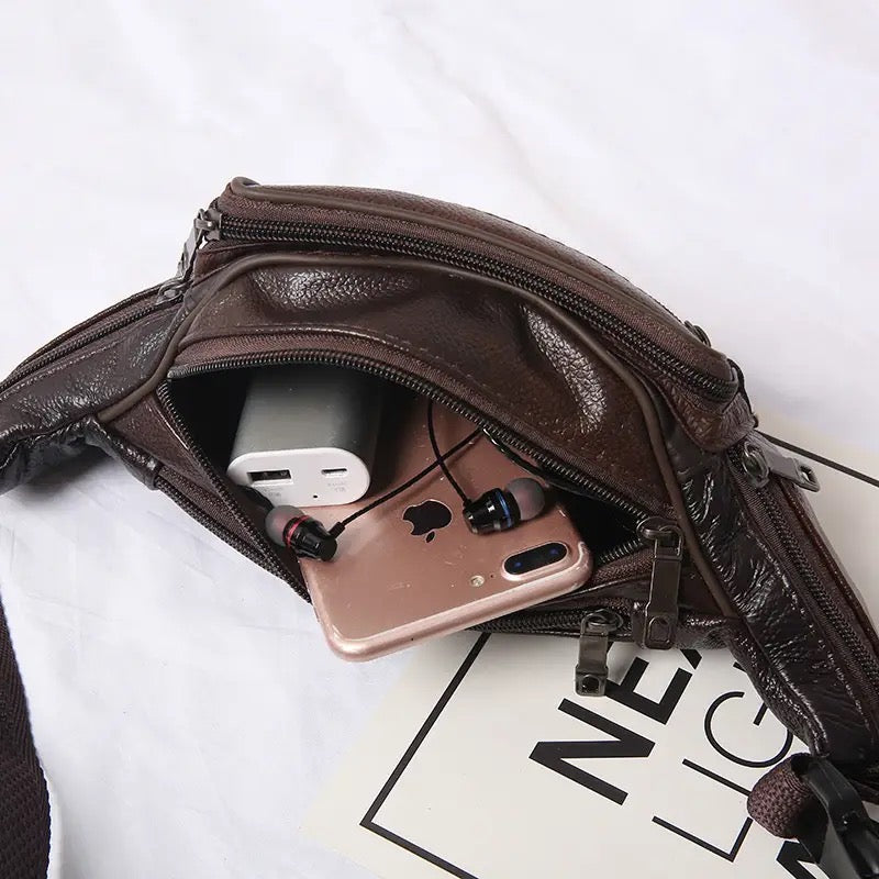 Men's Leather Waist Bag | Utility Belt Bag For Travel Purpose