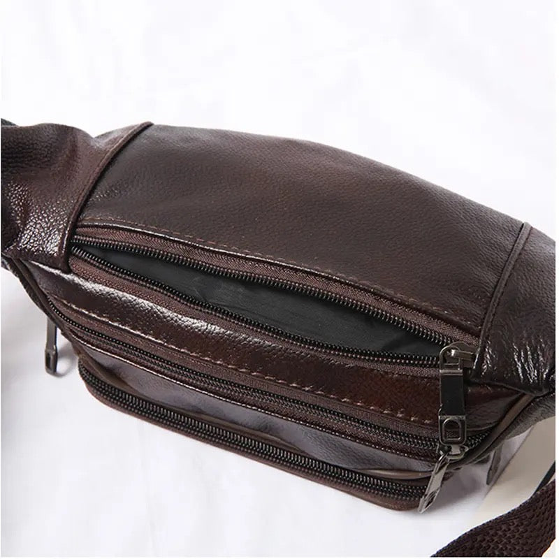 Men's Black Leather Waist Bag | Utility Bag For Travel Purpose Zaappy.com