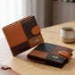 Men's Genuine Leather Purse | 2 Fold Button Wallet