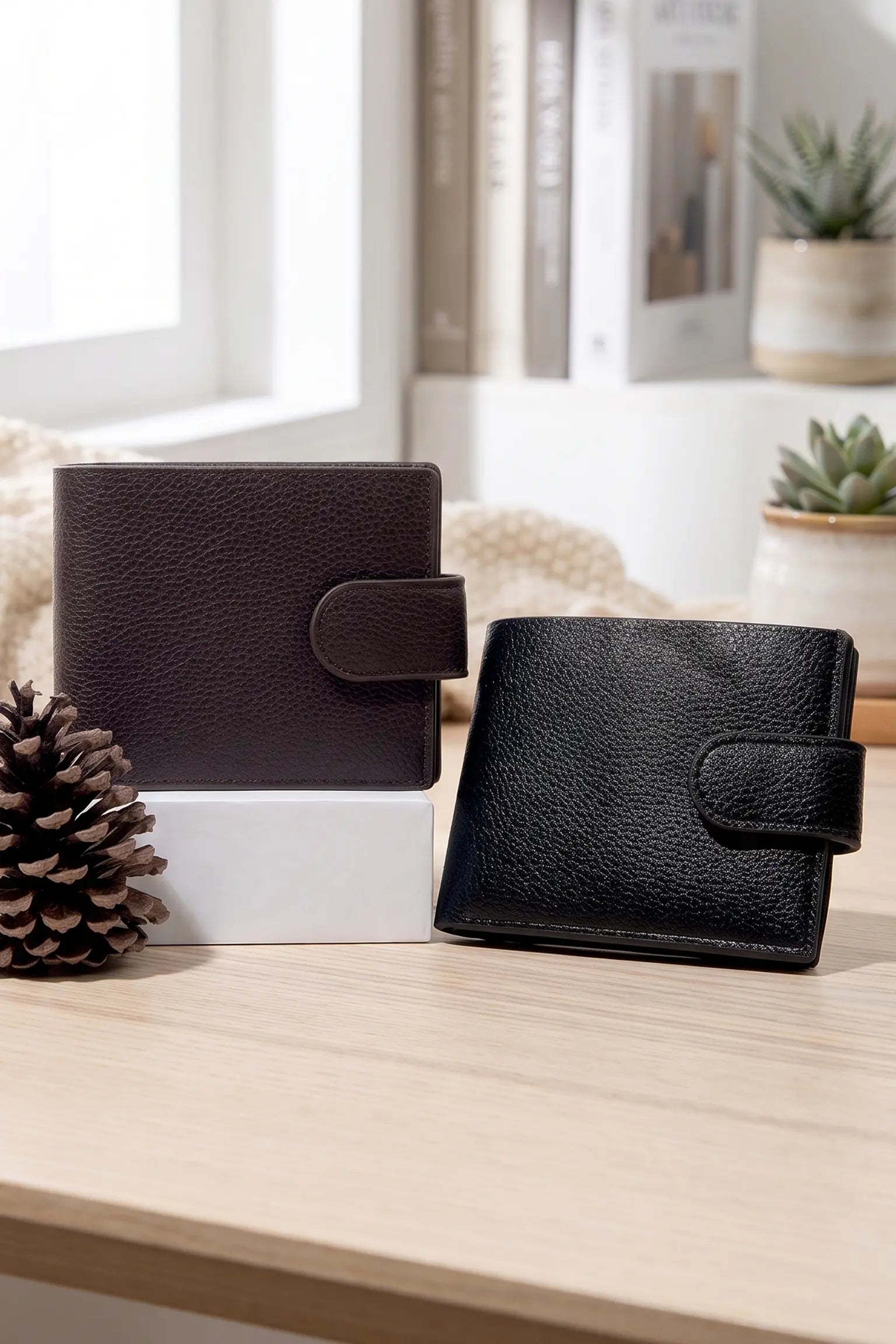 Men's Genuine Leather Wallet | 2 Fold Button Wallet WLT0003