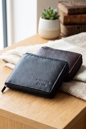 Men's Genuine Leather Wallet | 2 Fold Zipper Wallet