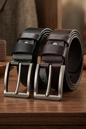 Men's Leather Belt with Classic Buckle