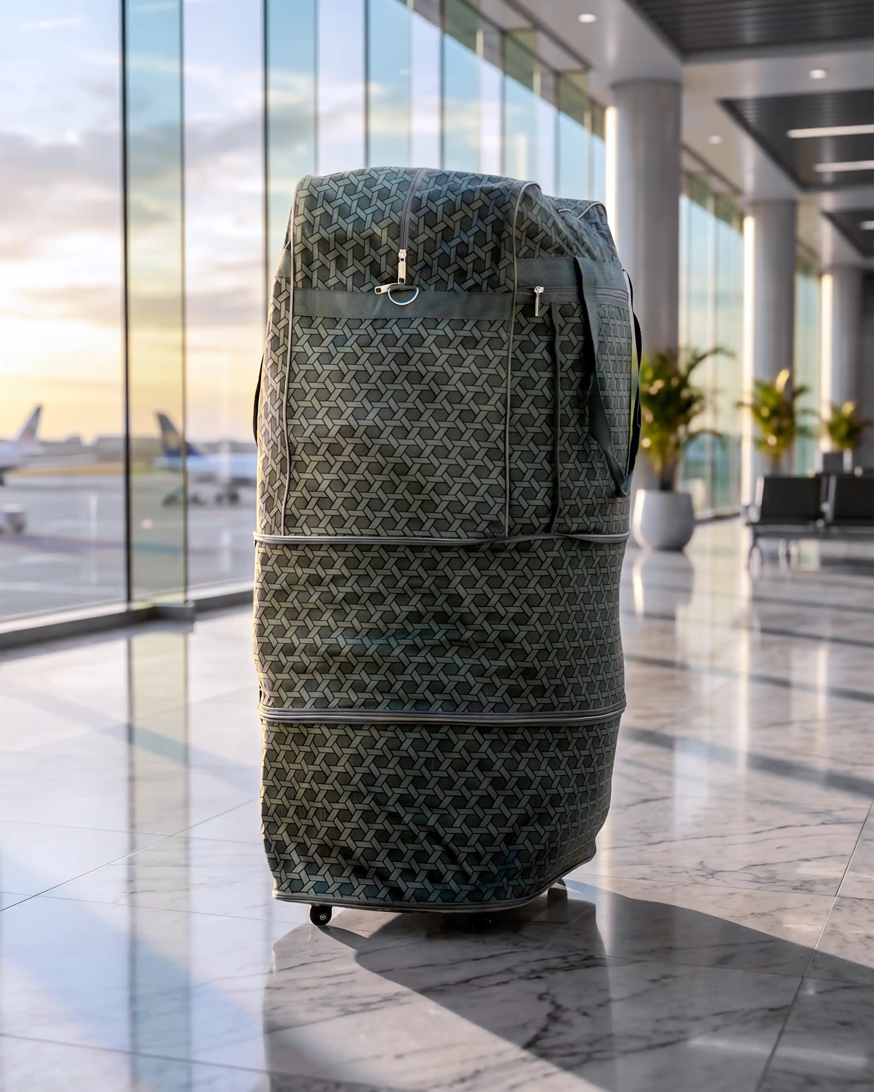 Expandable Foldable Lightweight Travel Duffel Mesh Wheel Bag | Rolling Storage Bag