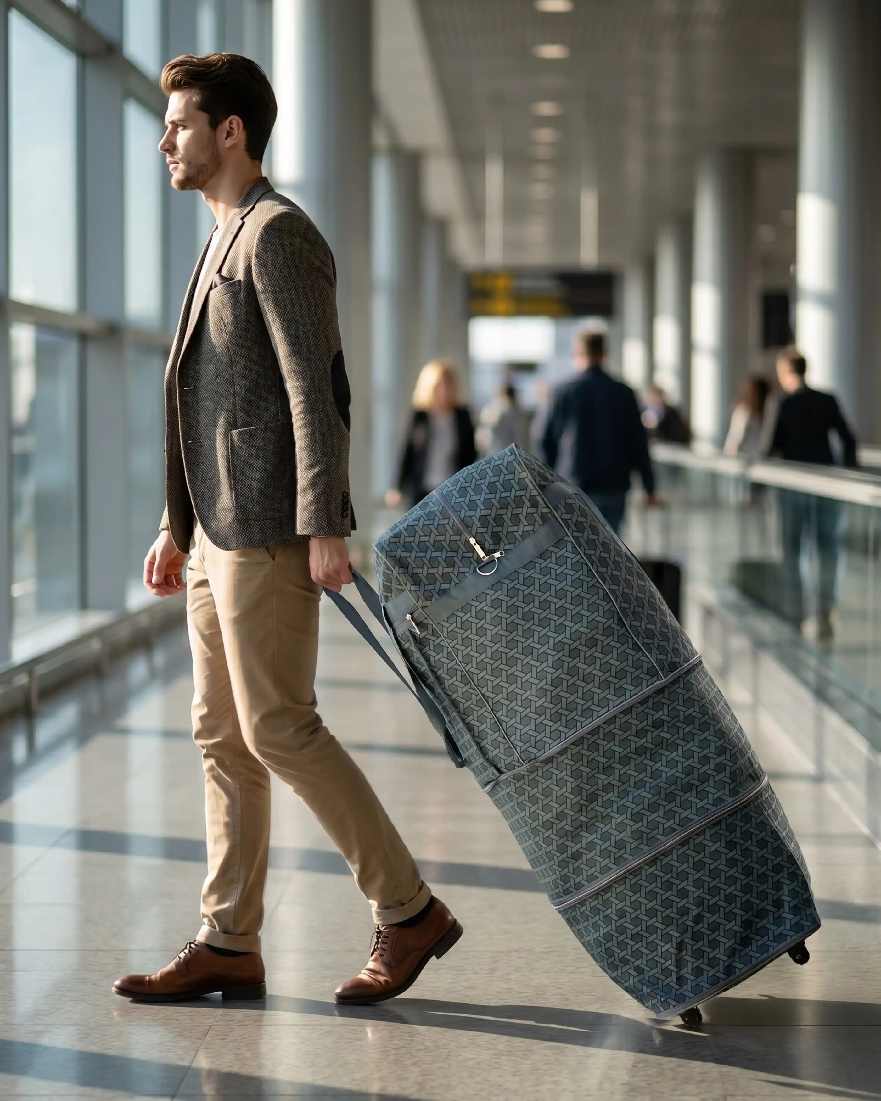 Expandable Foldable Lightweight Travel Duffel Mesh Wheel Bag | Rolling Storage Bag