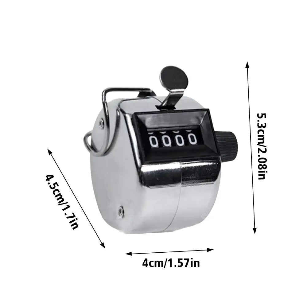 Metal Handheld Tally Counter With Finger Ring | 4 Gigit Manual Clicker Counter