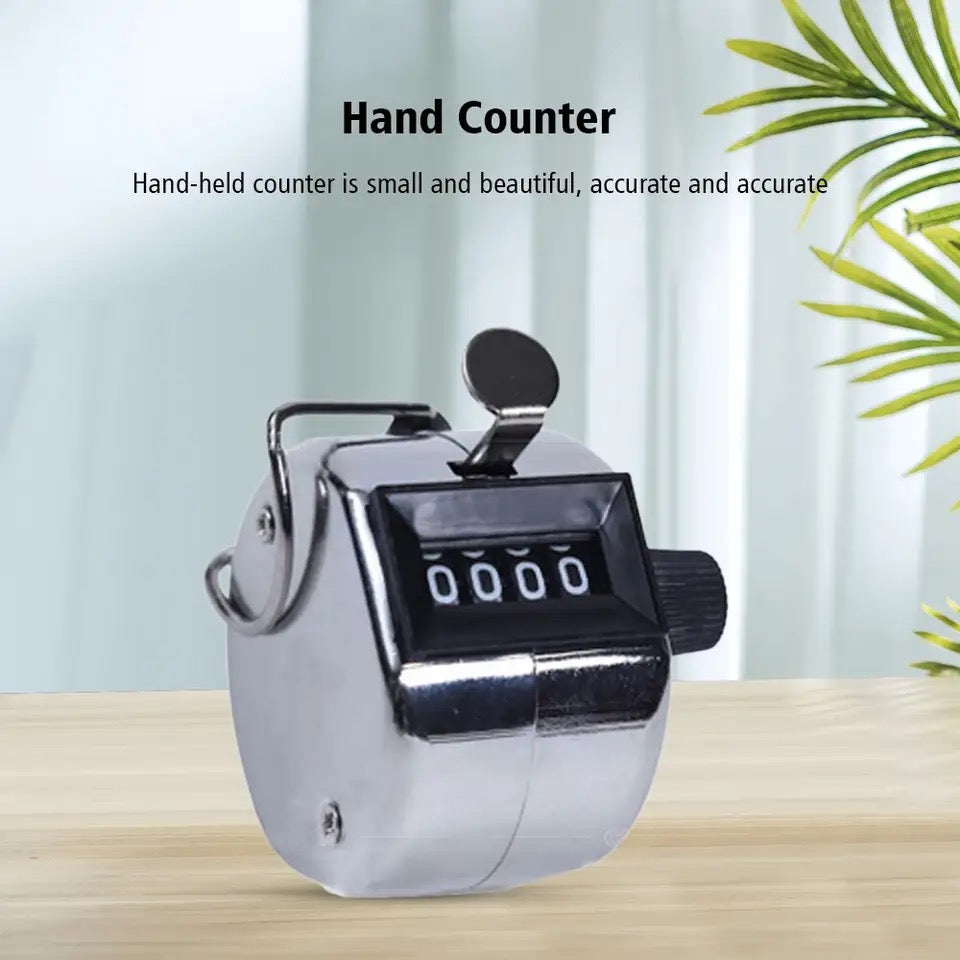 Metal Handheld Tally Counter With Finger Ring | 4 Gigit Manual Clicker Counter Zaappy